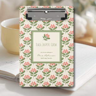 Personalised Floral Teacher Planner Mini Clipboard