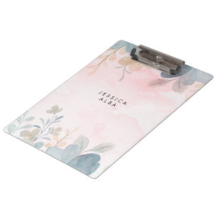 Personalised Floral Themed Spiral Notebook Clipboard