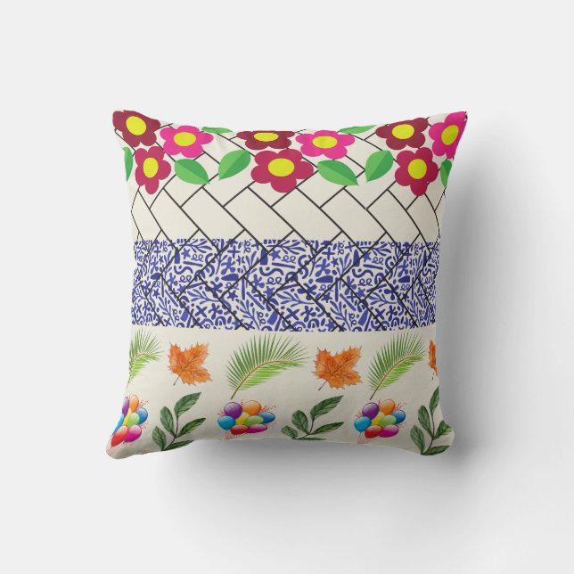 Personalised Floral Throw Pillow, Customise pillow (Back)