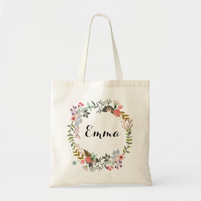 Personalised Floral Tote Bag (Front)