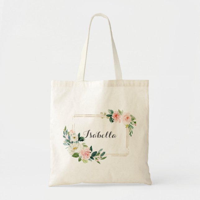 personalised Floral Tote Bag Bridesmaid (Front)