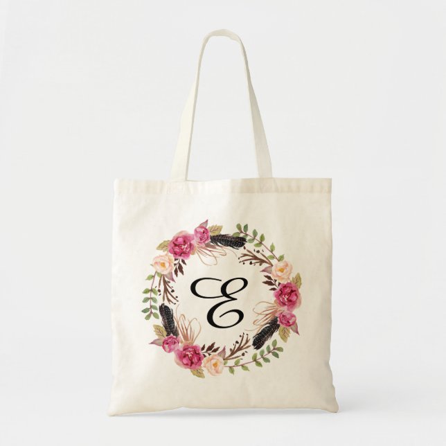 Personalised Floral Tote Bag Bridesmaid Bohemian (Front)