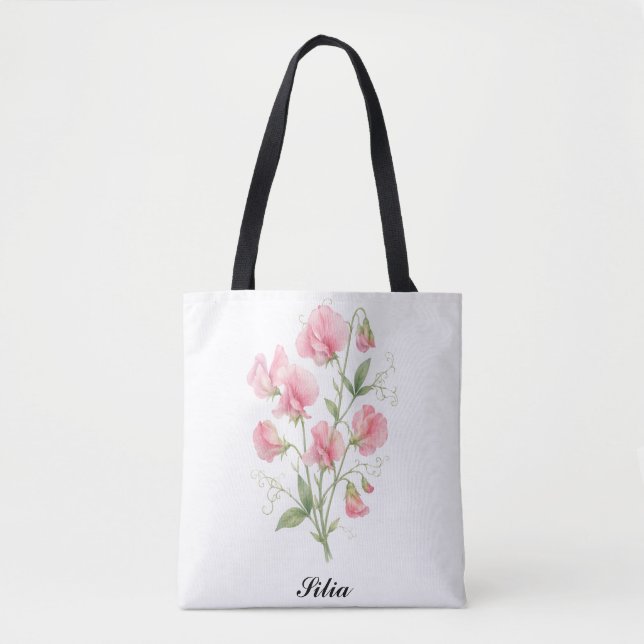 Personalised Floral Tote Bag – Cute Custom Wedding (Front)