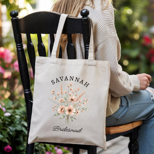 Personalised floral tote bag for bridesmaid gift
