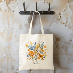 Personalised Floral Tote Bag for Grandma
