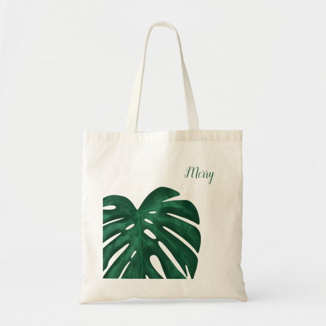 personalised floral tote bag monstera leaf (Front)