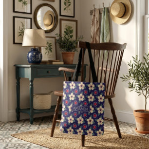 Personalised Floral Tote Bag with Name
