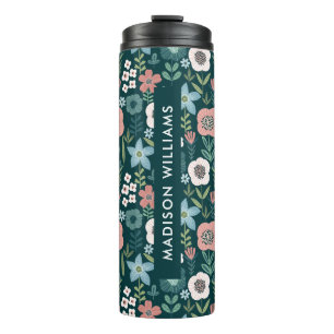 Personalised Floral Travel Mug with Name