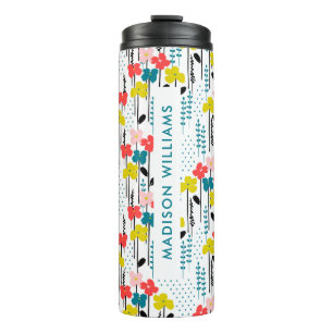 Personalised Floral Travel Mug with Name