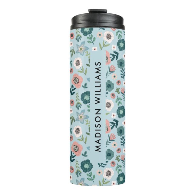 Personalised Floral Travel Mug with Name (Front)