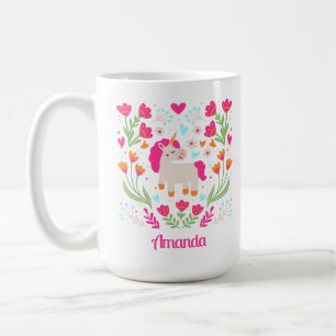 Personalised Floral Unicorn Coffee Mug