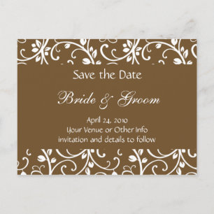 Personalised Floral Vine Save the Date Announcement Postcard