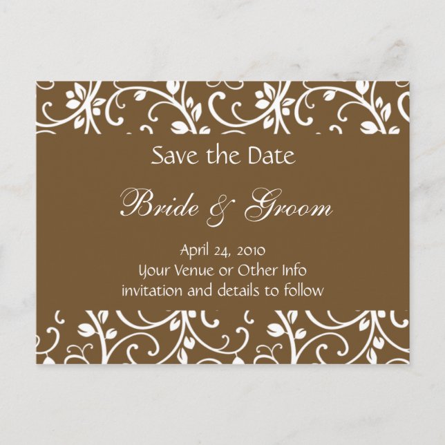 Personalised Floral Vine Save the Date Announcement Postcard (Front)