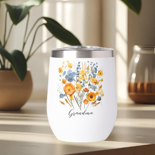 Personalised Floral Water Bottle for Grandma