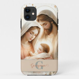 Personalised Floral Watercolor Baby Jesus Nativity Case-Mate iPhone Case