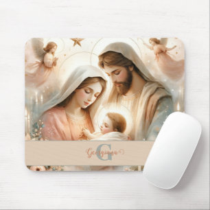 Personalised Floral Watercolor Baby Jesus Nativity Mouse Pad