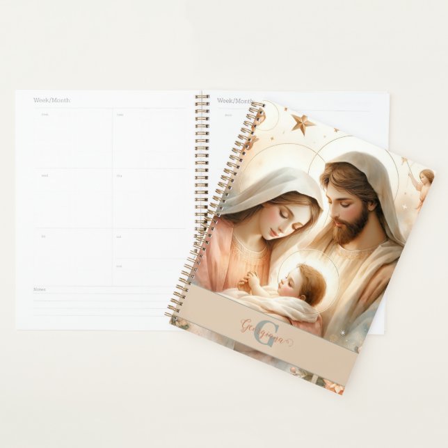Personalised Floral Watercolor Baby Jesus Nativity Planner (Display)