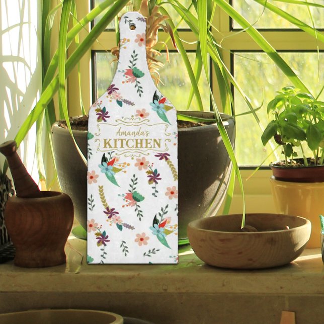 Personalised Floral Watercolor Kitchen   Cutting Board (Creator Uploaded)