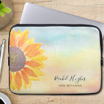 Personalised Floral Watercolor Yoga Instructor Laptop Sleeve<br><div class="desc">This unique Lap Top Sleeve is decorated with a yellow sunflower on a watercolor background. Personalise it with your name and profession. To edit further click the "customise further" link and use the design tool to change text style, colours and size. Because we create our own artwork you won't find...</div>