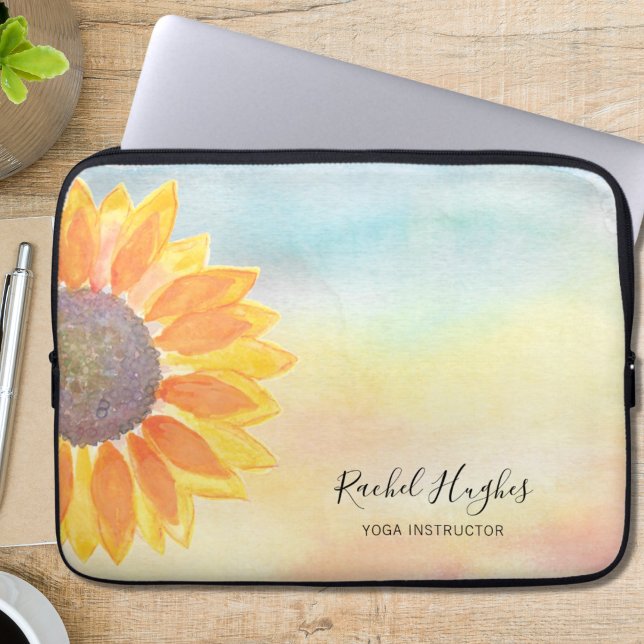Personalised Floral Watercolor Yoga Instructor Laptop Sleeve (Creator Uploaded)