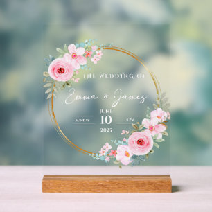 Personalised Floral Wedding Acrylic Sign