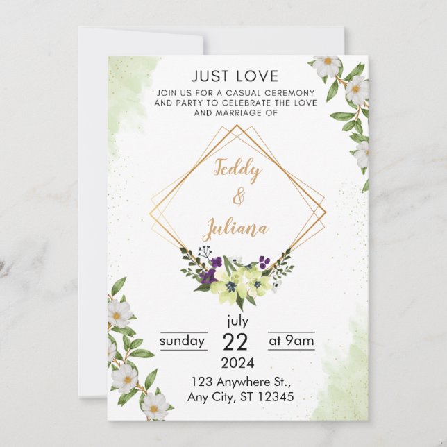 Personalised Floral Wedding Invites, Wedding Invit Invitation (Front)