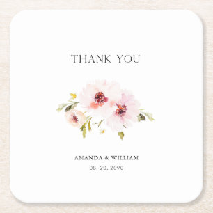 Personalised Floral Wedding Paper Coaster Favour