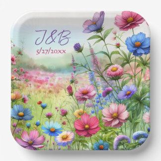 Personalised Floral Wedding Personalised Paper Plate