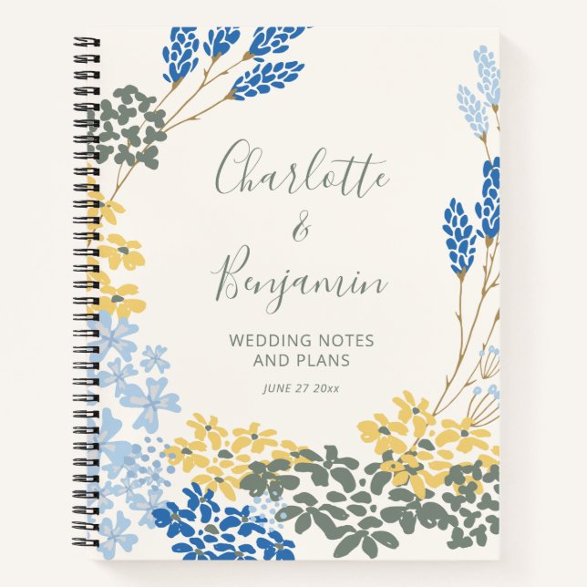Personalised Floral Wedding Planner Sage Green Notebook (Front)