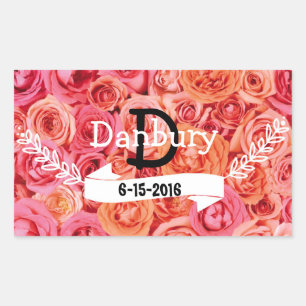 Personalised Floral wedding Rectangular Sticker