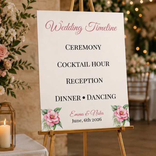 Personalised Floral Wedding Timeline Poster (Creator Uploaded)