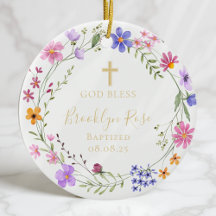 Personalised Floral Wildflower Baptism Photo