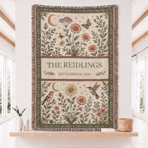 Personalised Floral Woven Throw Blanket