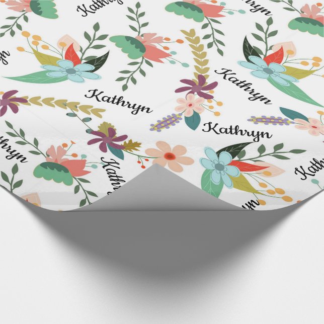 Personalised Floral Wrapping Paper (Corner)