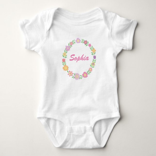 Personalised floral wreath bodysuit (Front)