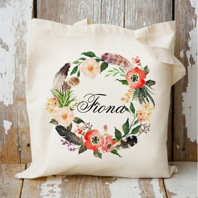 Personalised Floral Wreath Braidsmaid,Welcome3 Tote Bag (Creator Uploaded)