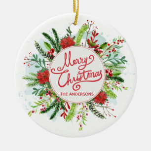 Personalised Floral Wreath Christmas Ornament