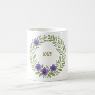 Personalised Floral Wreath – Custom Name Coffee Mug