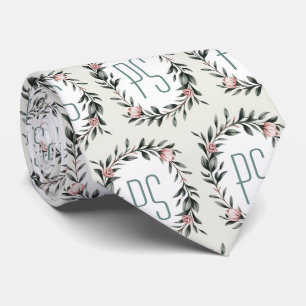 Personalised Floral Wreath Monogram  Tie