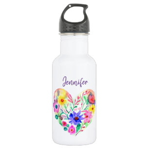 Personalised Floral Wreath Watercolor Purple 532 Ml Water Bottle