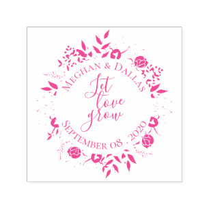 Personalised Floral Wreath Wedding Self-inking Stamp