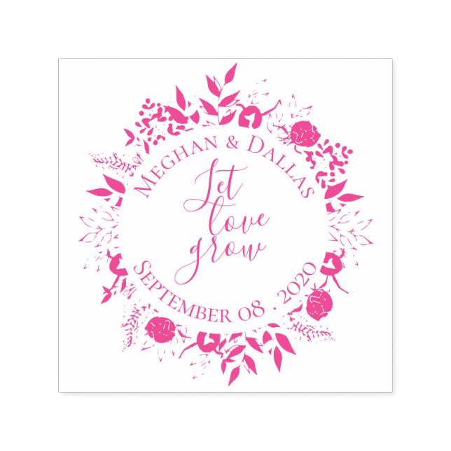 Personalised Floral Wreath Wedding Self-inking Stamp (Design)