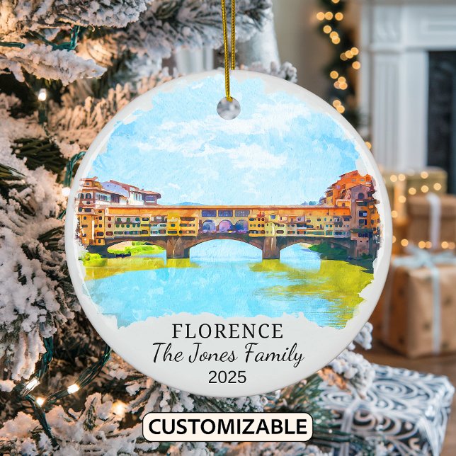 Personalised Florence Ornament, Italy Gift Ceramic Tree Decoration (Creator Uploaded)