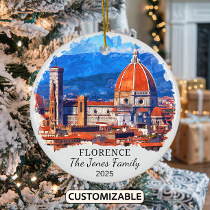 Personalised Florence Ornament, Italy Gift Ceramic Tree Decoration