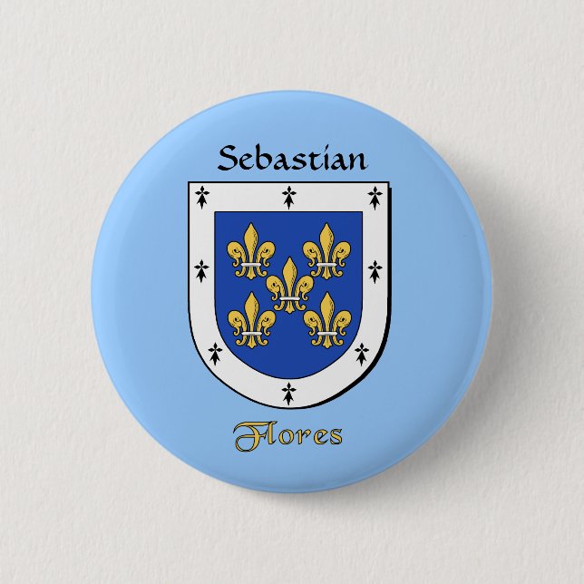 Personalised Flores Historical Shield 6 Cm Round Badge (Front)