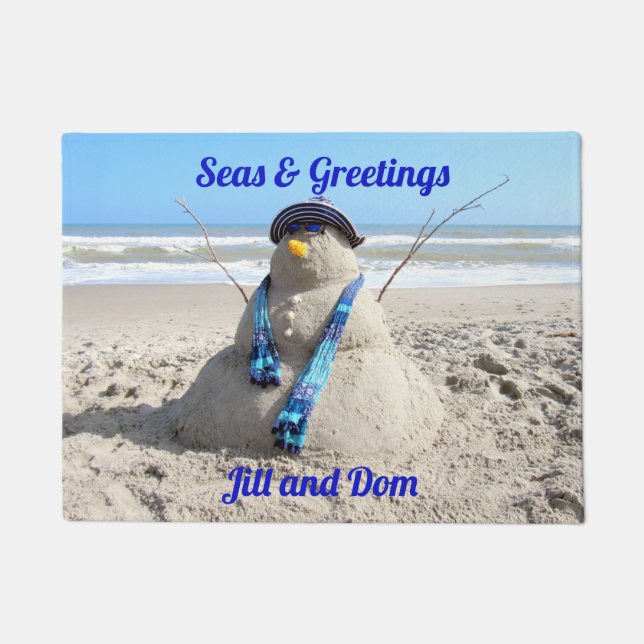 Personalised Florida Snowman - Beach Doormat (Front)