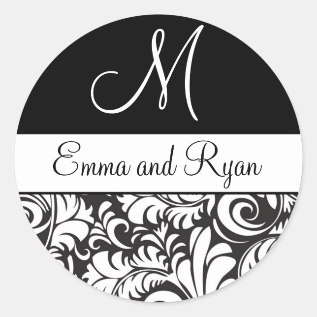 Personalised Flourish Black and White Stickers (Front)