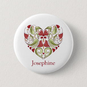 Personalised Flourish Heart Button