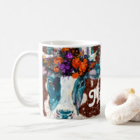 Personalised Flower Cows Design Coffee Mug Cup