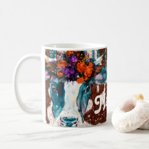 Personalised Flower Cows Design Coffee Mug Cup